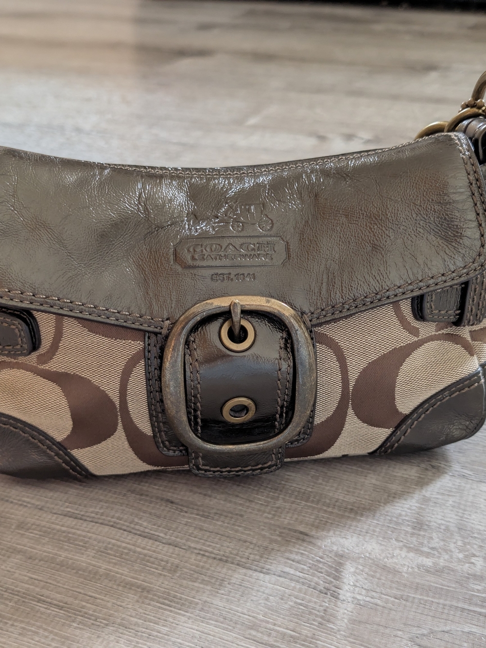 Coach Brown Signature Canvas and Leather Shoulder Bag